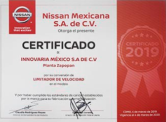 Certificado Save Fleet Speed Limiter por Innovaria